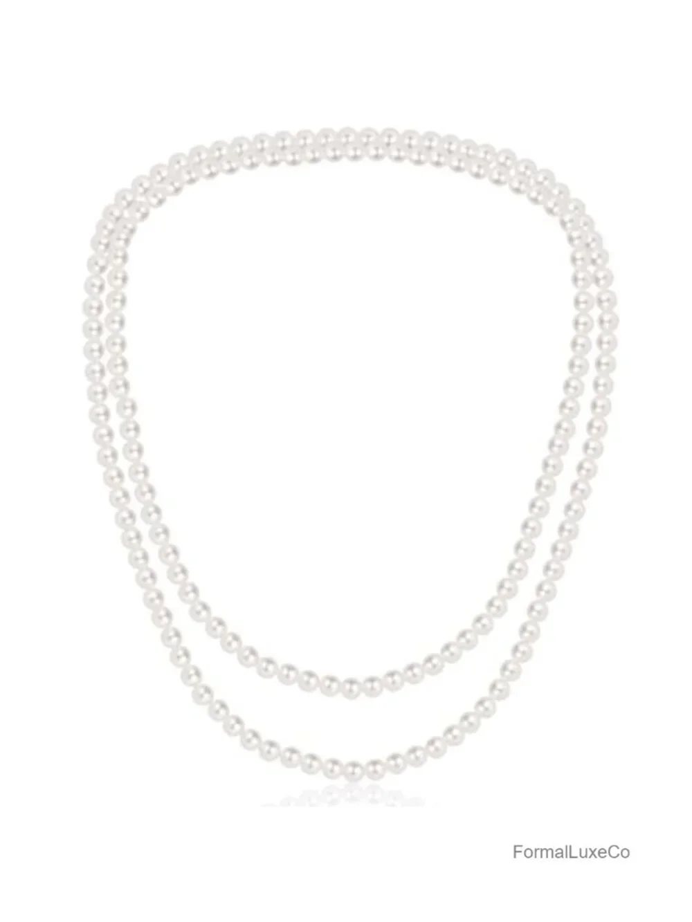 8mm Faux Pearl Layered Necklace, 59 Inch Hand-Knotted Strand